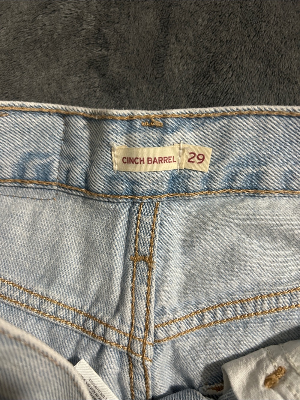 Light Wash High-Rise cinch barrel Jeans - Picture 2 of 5